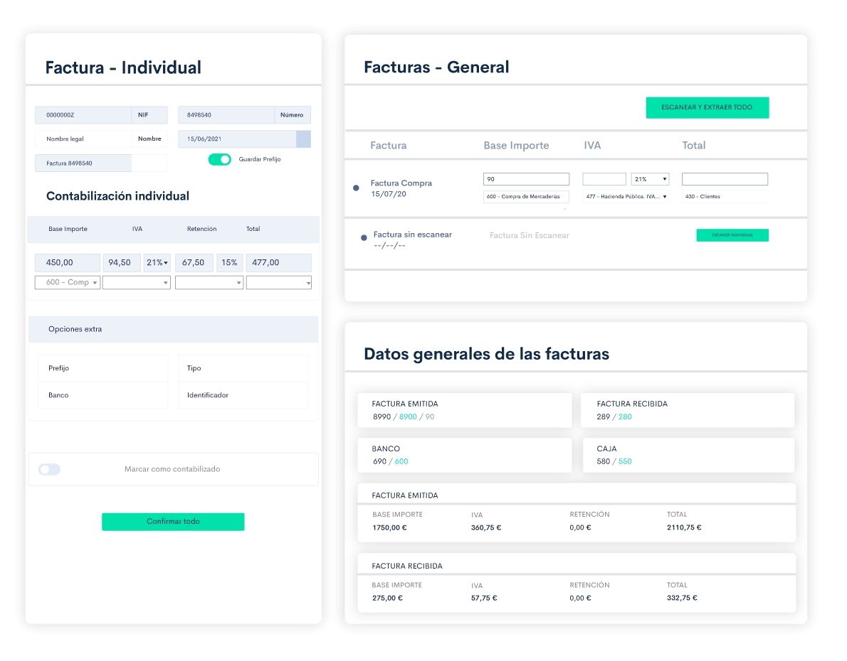 Desde tu portal asesor podrás compartir el período con todos tus clientes. Escanea facturas y realiza contabilidad automática.