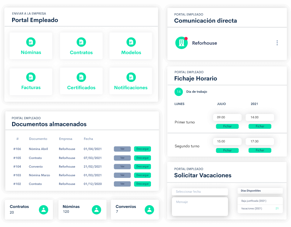 Ofrece un portal del trabajador a cada uno de tus empleados conectado a tu portal empresa con todas las funciones de Bilky.